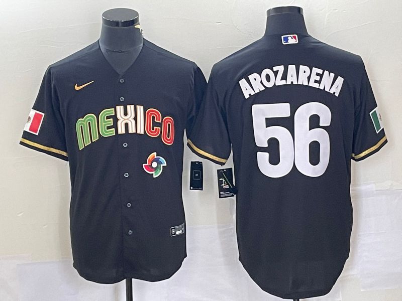 Men 2023 World Cub Mexico #56 Arozarena Black Nike MLB Jersey11